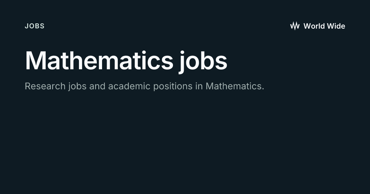 Mathematics jobs - World Wide